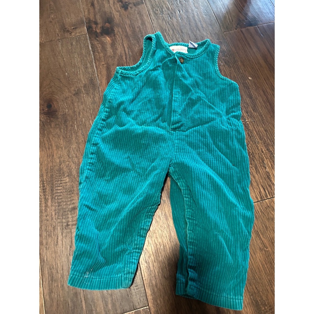 Vintage Biobottoms Teal Green Corduroy Overalls Romper 18 Months Cotton Retro